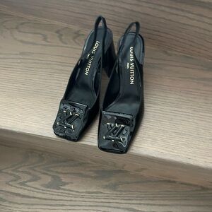 Louis Vuitton Black Heels with Embellished Toe